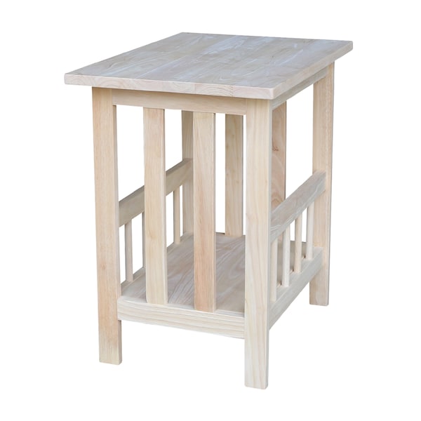 International Concepts Rectangle Mission Magazine End Table, 22.4 in W, 15.6 in L, 23.2 in H, Wood, Unfinished - 9836