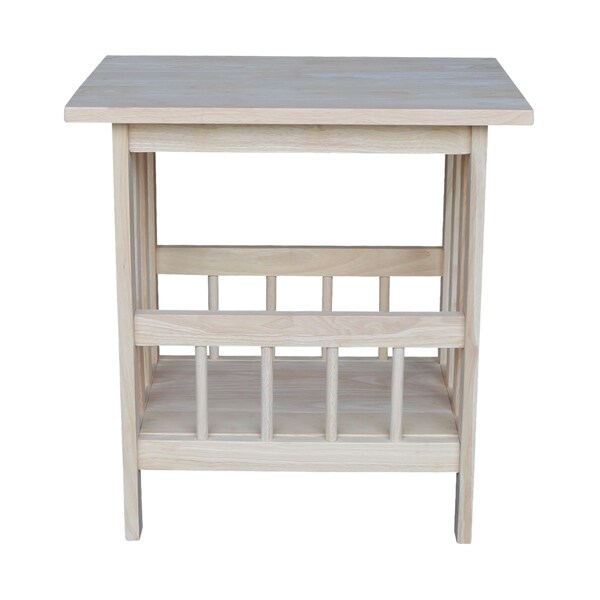 International Concepts Rectangle Mission Magazine End Table, 22.4 in W, 15.6 in L, 23.2 in H, Wood, Unfinished - 9836
