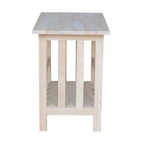 International Concepts Rectangle Mission Magazine End Table, 22.4 in W, 15.6 in L, 23.2 in H, Wood, Unfinished - 9836