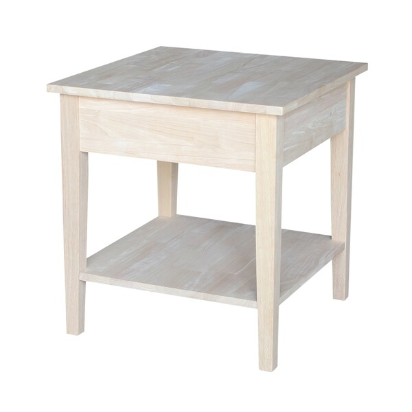 International Concepts Rectangle Spencer End Table, 24 in W, 24 in L, 25 in H, Wood, Unfinished - OT-8E
