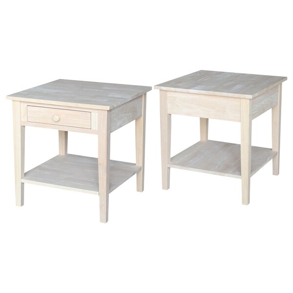 International Concepts Rectangle Spencer End Table, 24 in W, 24 in L, 25 in H, Wood, Unfinished - OT-8E