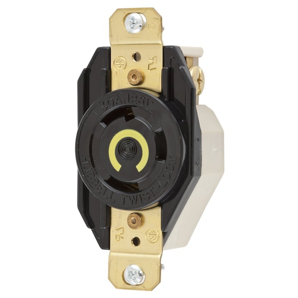 Dispositivos de bloqueo Hubbell Wiring Device-Kellems, Twist-Lock®, Industrial, Receptáculo empotrado, 30A 125V, 2 Polos 3 cables a tierra, L5-30R, Terminal de anillo, Negro - HBL2610RT