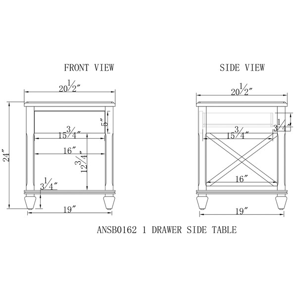 Alaterre Furniture 20.5 W, 20.5 L, 24 H, Pine, Pine - ANSB0162