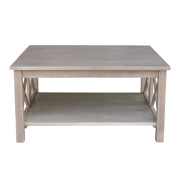 International Concepts Square Hampton  Coffee Table, 36 in W, 36 in L, 18 in H, Wood, Washed Gray Taupe - OT09-70SC