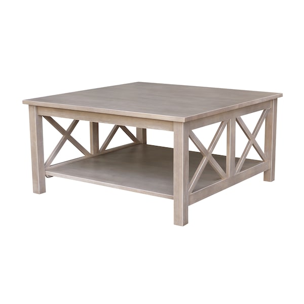 International Concepts Square Hampton  Coffee Table, 36 in W, 36 in L, 18 in H, Wood, Washed Gray Taupe - OT09-70SC