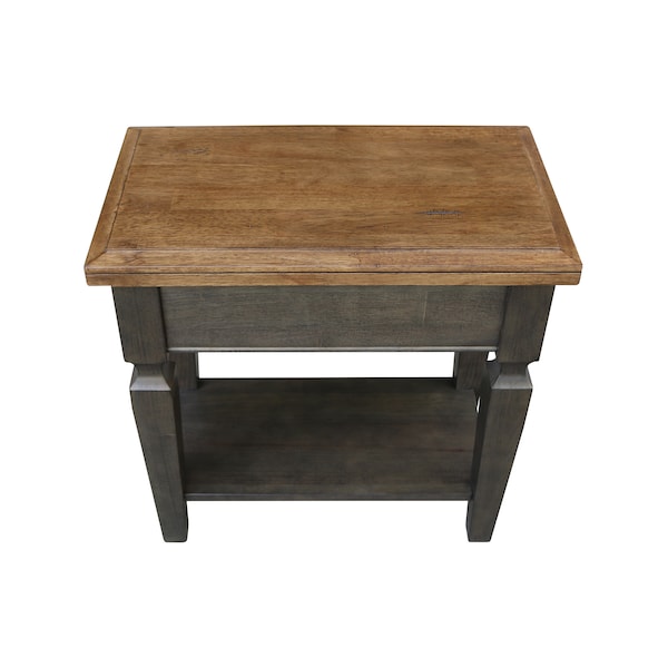 International Concepts Rectangle Vista Side Table, 24 in W, 14 in L, 24 in H, Wood, Hickory/Washed Coal - OT45-15E2