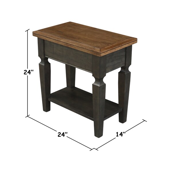 International Concepts Rectangle Vista Side Table, 24 in W, 14 in L, 24 in H, Wood, Hickory/Washed Coal - OT45-15E2