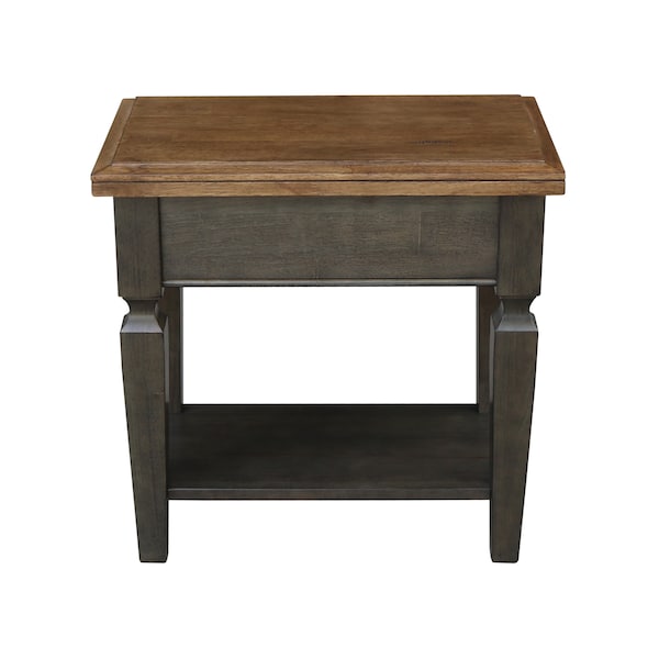 International Concepts Rectangle Vista Side Table, 24 in W, 14 in L, 24 in H, Wood, Hickory/Washed Coal - OT45-15E2