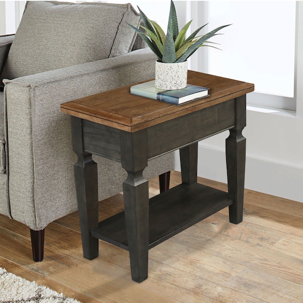 International Concepts Rectangle Vista Side Table, 24 in W, 14 in L, 24 in H, Wood, Hickory/Washed Coal - OT45-15E2
