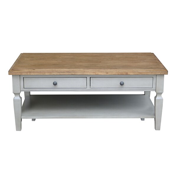International Concepts Rectangle Vista Coffee Table, 48 in W, 28 in L, 20 in H, Wood, Hickory/Stone - OT41-15C