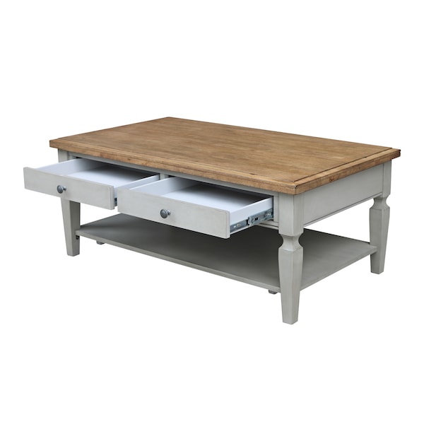 International Concepts Rectangle Vista Coffee Table, 48 in W, 28 in L, 20 in H, Wood, Hickory/Stone - OT41-15C
