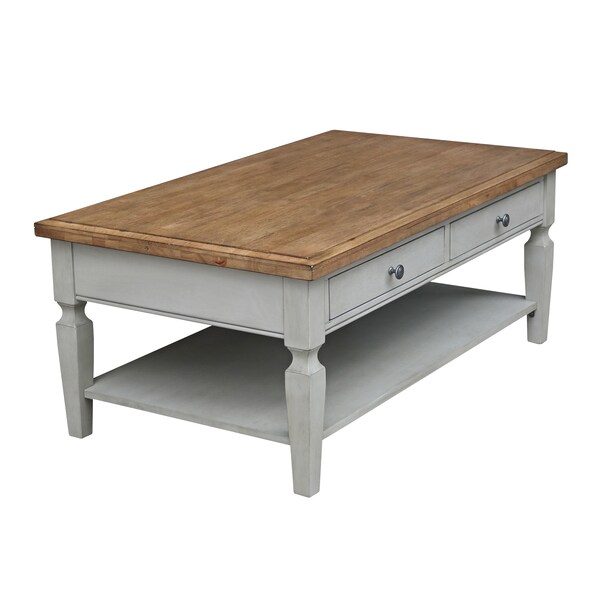 International Concepts Rectangle Vista Coffee Table, 48 in W, 28 in L, 20 in H, Wood, Hickory/Stone - OT41-15C