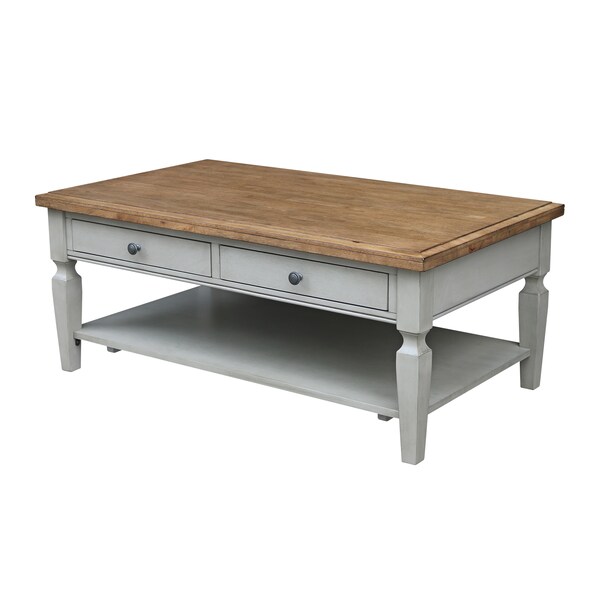 International Concepts Rectangle Vista Coffee Table, 48 in W, 28 in L, 20 in H, Wood, Hickory/Stone - OT41-15C