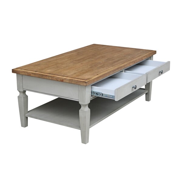 International Concepts Rectangle Vista Coffee Table, 48 in W, 28 in L, 20 in H, Wood, Hickory/Stone - OT41-15C