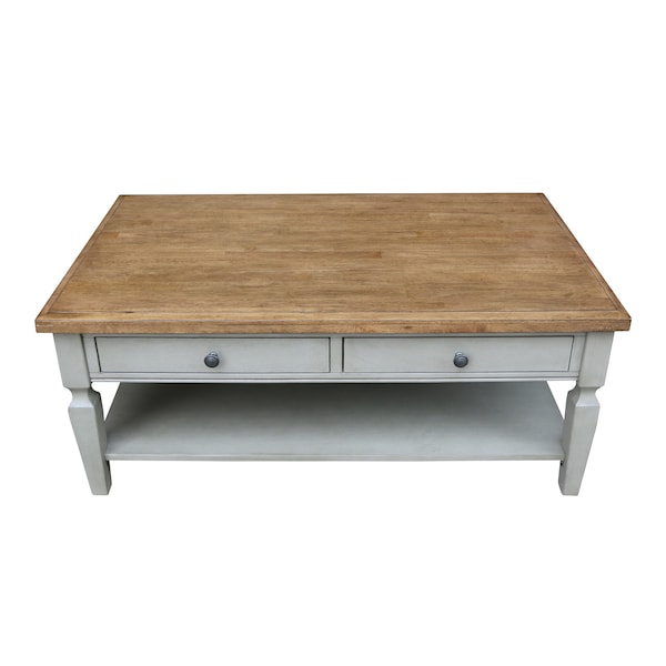 International Concepts Rectangle Vista Coffee Table, 48 in W, 28 in L, 20 in H, Wood, Hickory/Stone - OT41-15C