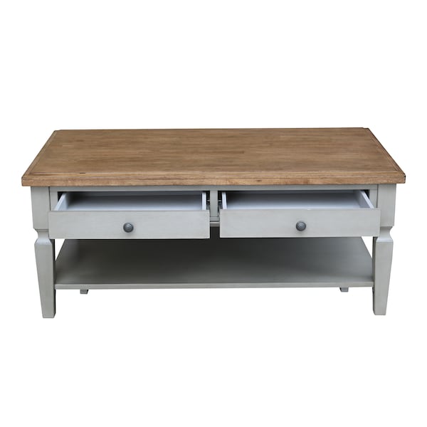 International Concepts Rectangle Vista Coffee Table, 48 in W, 28 in L, 20 in H, Wood, Hickory/Stone - OT41-15C