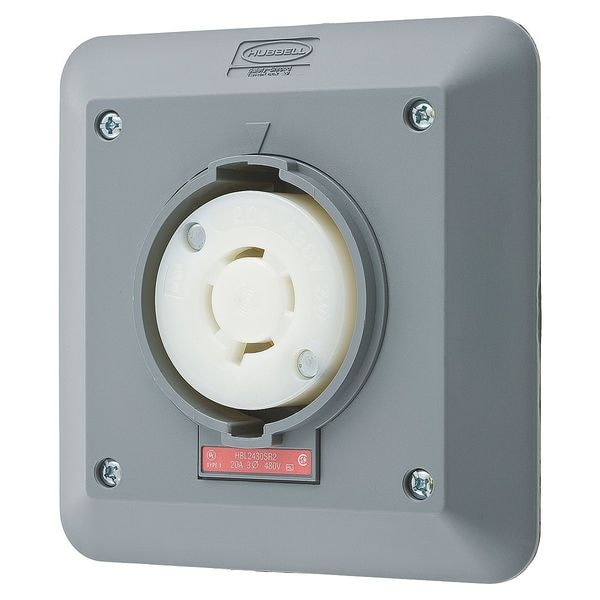 Receptáculo de Bloqueo Giratorio de 20A de 3 Polos 4 Conductores 480VAC L16-20R GY - HBL2430SR2