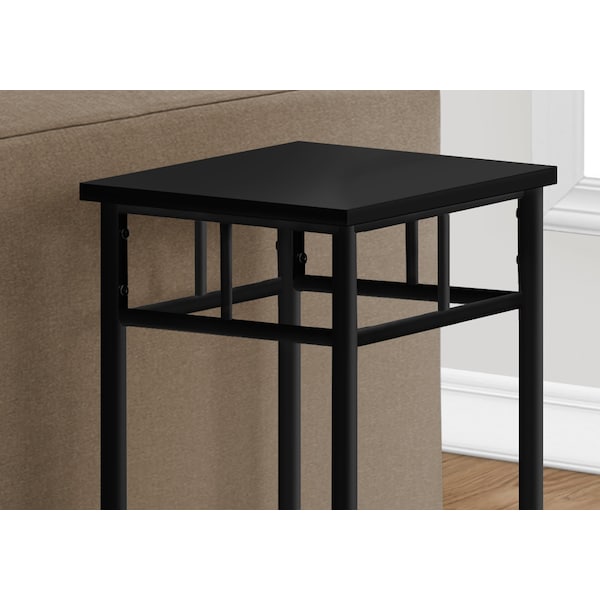 Monarch Specialties Accent Table, Side, End, Plant Stand, Square, Living Room, Bedroom, Black Laminate, Black Metal - I 3278