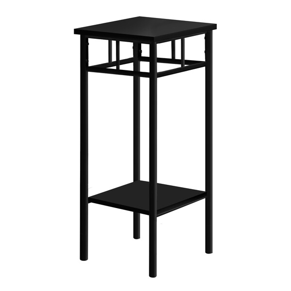 Monarch Specialties Accent Table, Side, End, Plant Stand, Square, Living Room, Bedroom, Black Laminate, Black Metal - I 3278