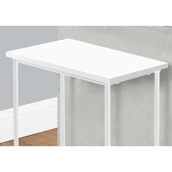 Monarch Specialties Accent Table, Side, End, Narrow, Small, 2 Tier, Living Room, Bedroom, White Laminate, White Metal - I 2079