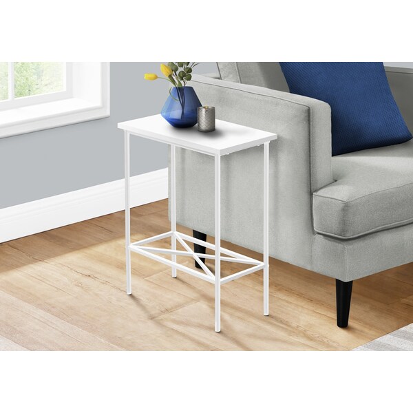 Monarch Specialties Accent Table, Side, End, Narrow, Small, 2 Tier, Living Room, Bedroom, White Laminate, White Metal - I 2079