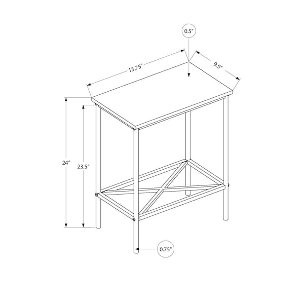 Monarch Specialties Accent Table, Side, End, Narrow, Small, 2 Tier, Living Room, Bedroom, White Laminate, White Metal - I 2079