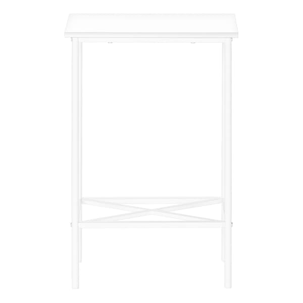 Monarch Specialties Accent Table, Side, End, Narrow, Small, 2 Tier, Living Room, Bedroom, White Laminate, White Metal - I 2079