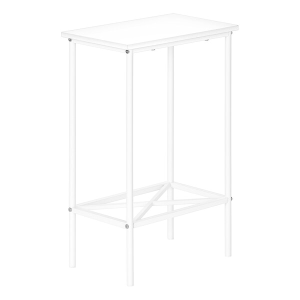 Monarch Specialties Accent Table, Side, End, Narrow, Small, 2 Tier, Living Room, Bedroom, White Laminate, White Metal - I 2079