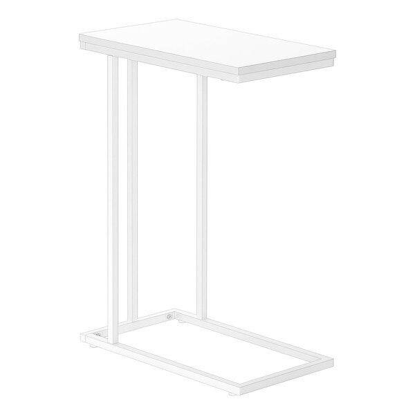 Monarch Specialties Accent Table, C-shaped, End, Side, Snack, Living Room, Bedroom, White Laminate, White Metal - I 3468