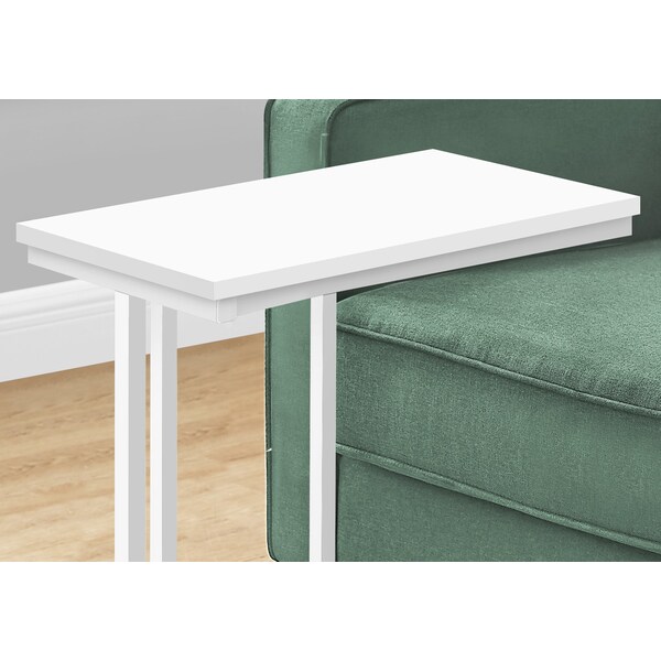Monarch Specialties Accent Table, C-shaped, End, Side, Snack, Living Room, Bedroom, White Laminate, White Metal - I 3468