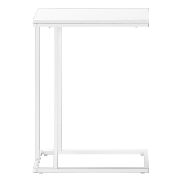 Monarch Specialties Accent Table, C-shaped, End, Side, Snack, Living Room, Bedroom, White Laminate, White Metal - I 3468
