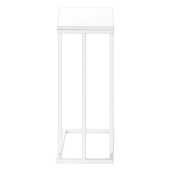 Monarch Specialties Accent Table, C-shaped, End, Side, Snack, Living Room, Bedroom, White Laminate, White Metal - I 3468