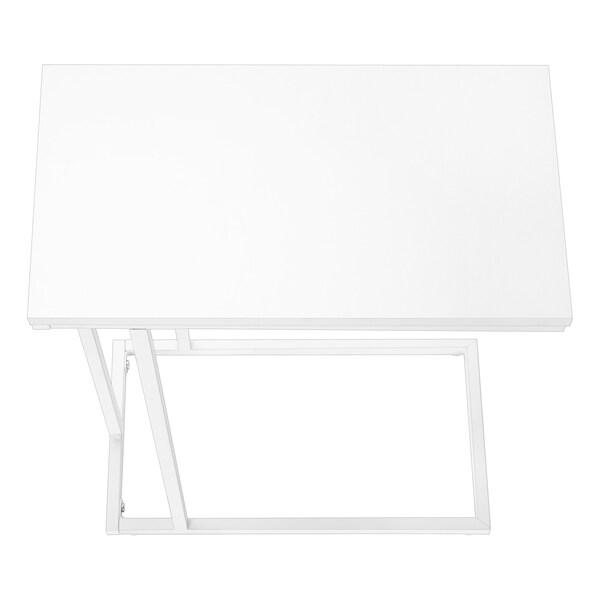 Monarch Specialties Accent Table, C-shaped, End, Side, Snack, Living Room, Bedroom, White Laminate, White Metal - I 3468