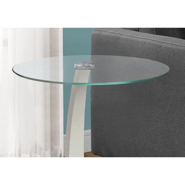 Monarch Specialties Accent Table - White Bentwood With Tempered Glass - I 3017
