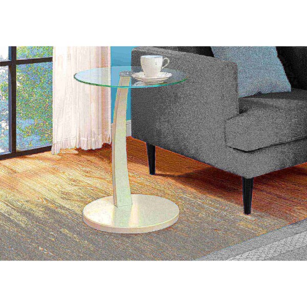 Monarch Specialties Accent Table - White Bentwood With Tempered Glass - I 3017