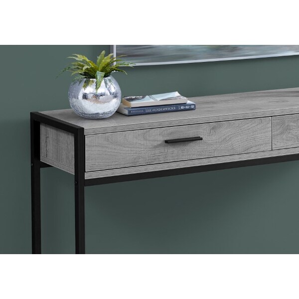 Monarch Specialties Accent Table - 48"L / Grey / Black Metal Hall Console - I 3510