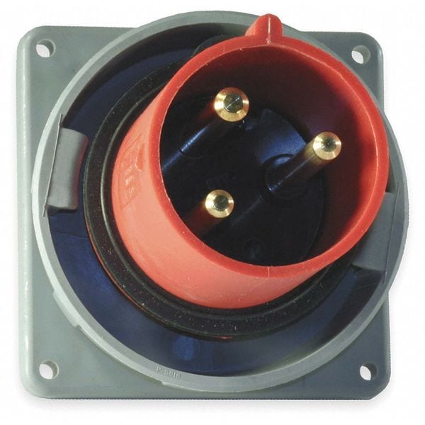 Entrada de clavija y conector IEC de Hubbell, 60A, 480V, Rojo - HBL360B7W