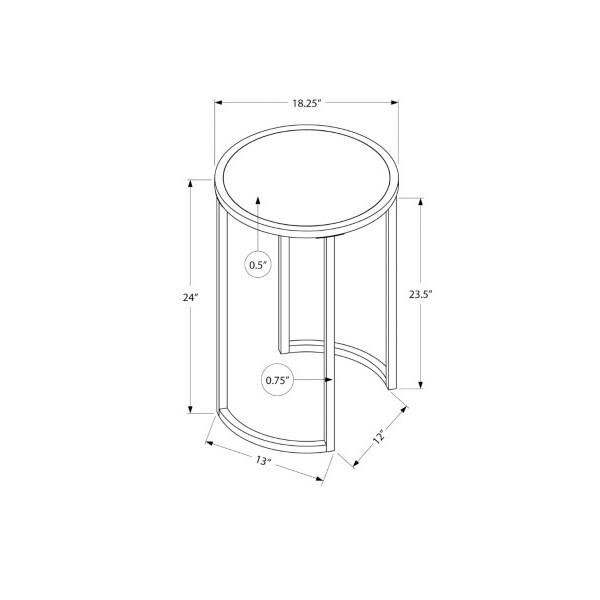 Monarch Specialties Accent Table - 24"H / White Marble-Look / Silver Metal - I 2205