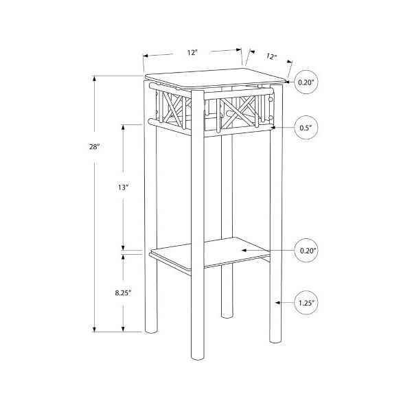 Monarch Specialties Accent Table - Black Metal With Tempered Glass - I 3078