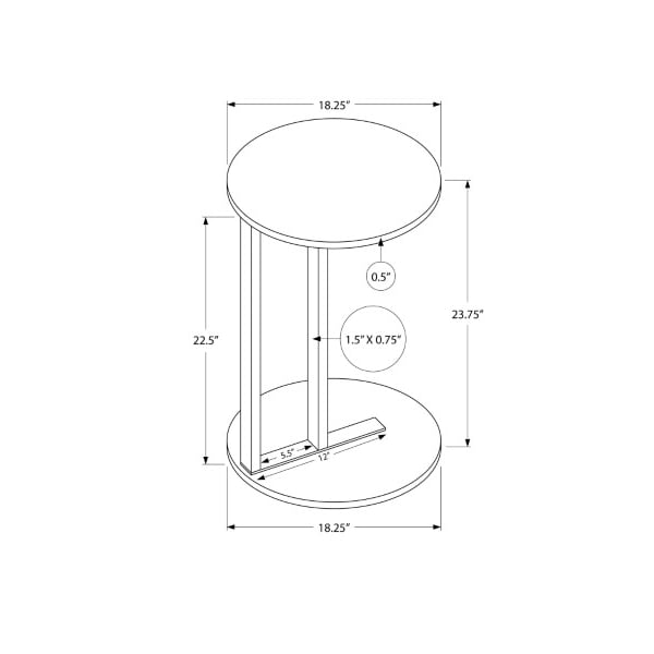 Monarch Specialties Accent Table - 24"H / White Marble-Look / Black Metal - I 2210