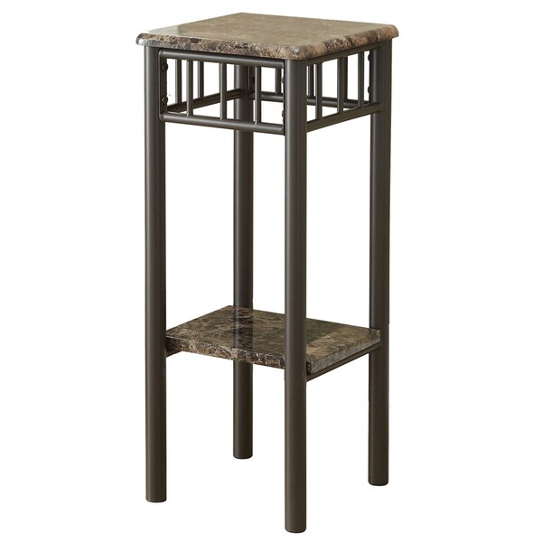 Monarch Specialties Accent Table - Espresso Marble / Bronze Metal - I 3044