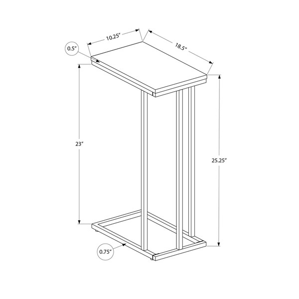 Monarch Specialties Accent Table, C-shaped, End, Side, Snack, Living Room, Bedroom, Black Laminate, Black Metal - I 3467