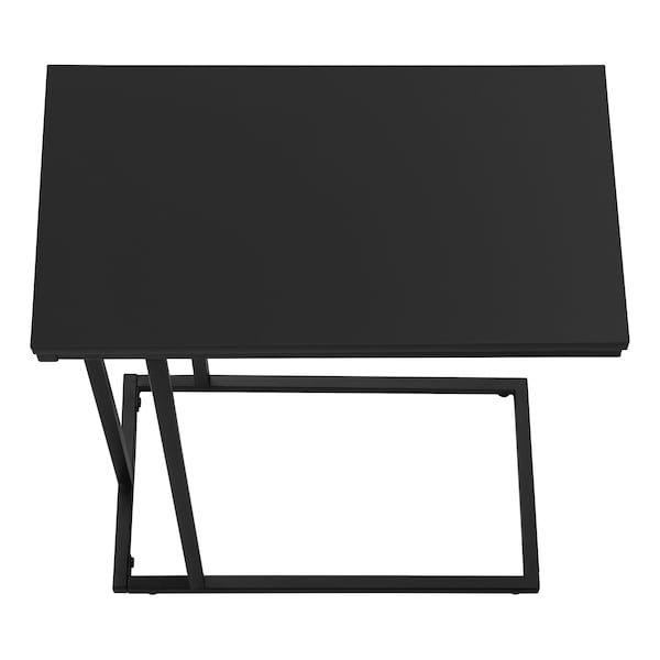 Monarch Specialties Accent Table, C-shaped, End, Side, Snack, Living Room, Bedroom, Black Laminate, Black Metal - I 3467