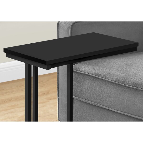 Monarch Specialties Accent Table, C-shaped, End, Side, Snack, Living Room, Bedroom, Black Laminate, Black Metal - I 3467