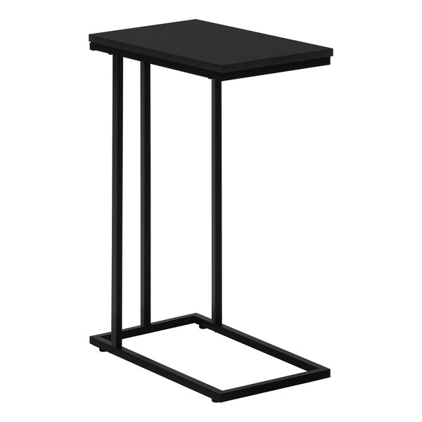 Monarch Specialties Accent Table, C-shaped, End, Side, Snack, Living Room, Bedroom, Black Laminate, Black Metal - I 3467