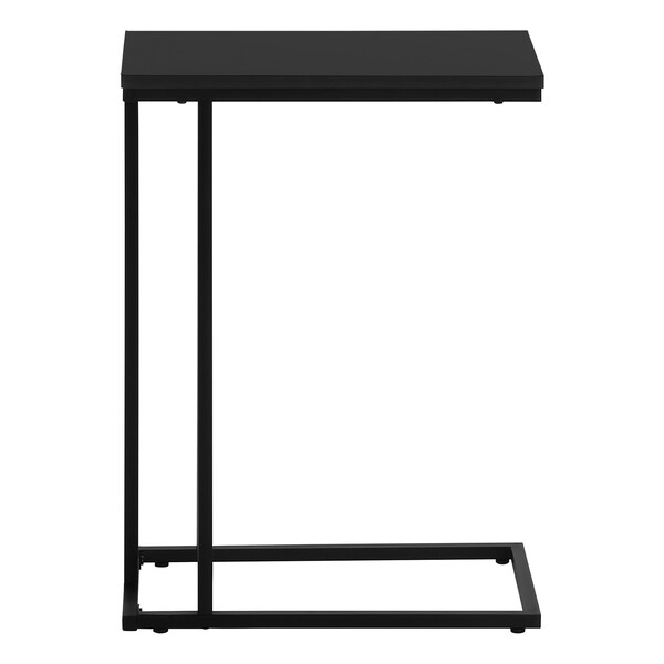Monarch Specialties Accent Table, C-shaped, End, Side, Snack, Living Room, Bedroom, Black Laminate, Black Metal - I 3467
