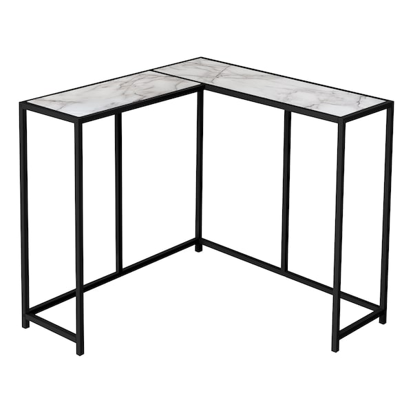 Monarch Specialties Accent Table, Console, Entryway, Narrow, Corner, Living Room, Bedroom, Metal, White Marble Look - I 2159