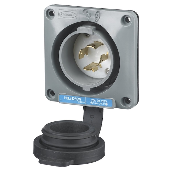 Entrada con tapa de seguridad impermeable y con brida - HBL2425SW de Hubbell Wiring Device-Kellems