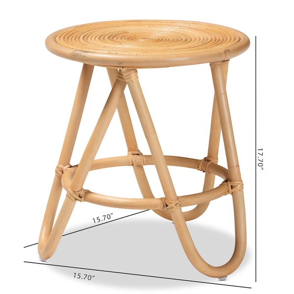 Baxton Studio 15.7 W, 15.7 L, 17.7 H, Polished Natural Rattan, Natural Brown - 211-12748-ZORO