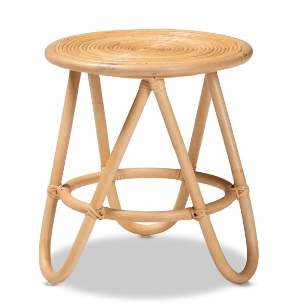 Baxton Studio 15.7 W, 15.7 L, 17.7 H, Polished Natural Rattan, Natural Brown - 211-12748-ZORO